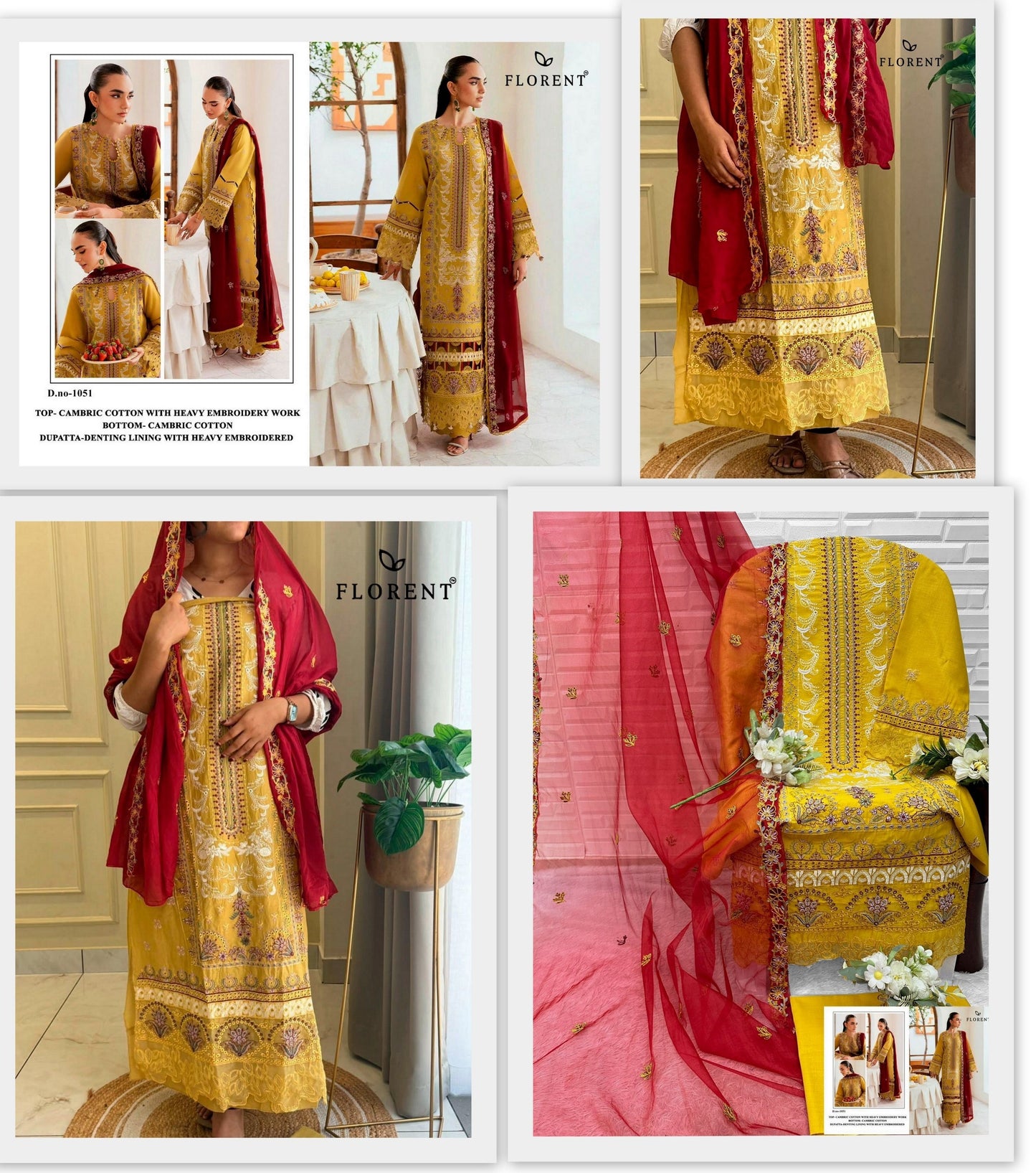 1051 Florent Cambric Cotton Pakistani Salwar Suits