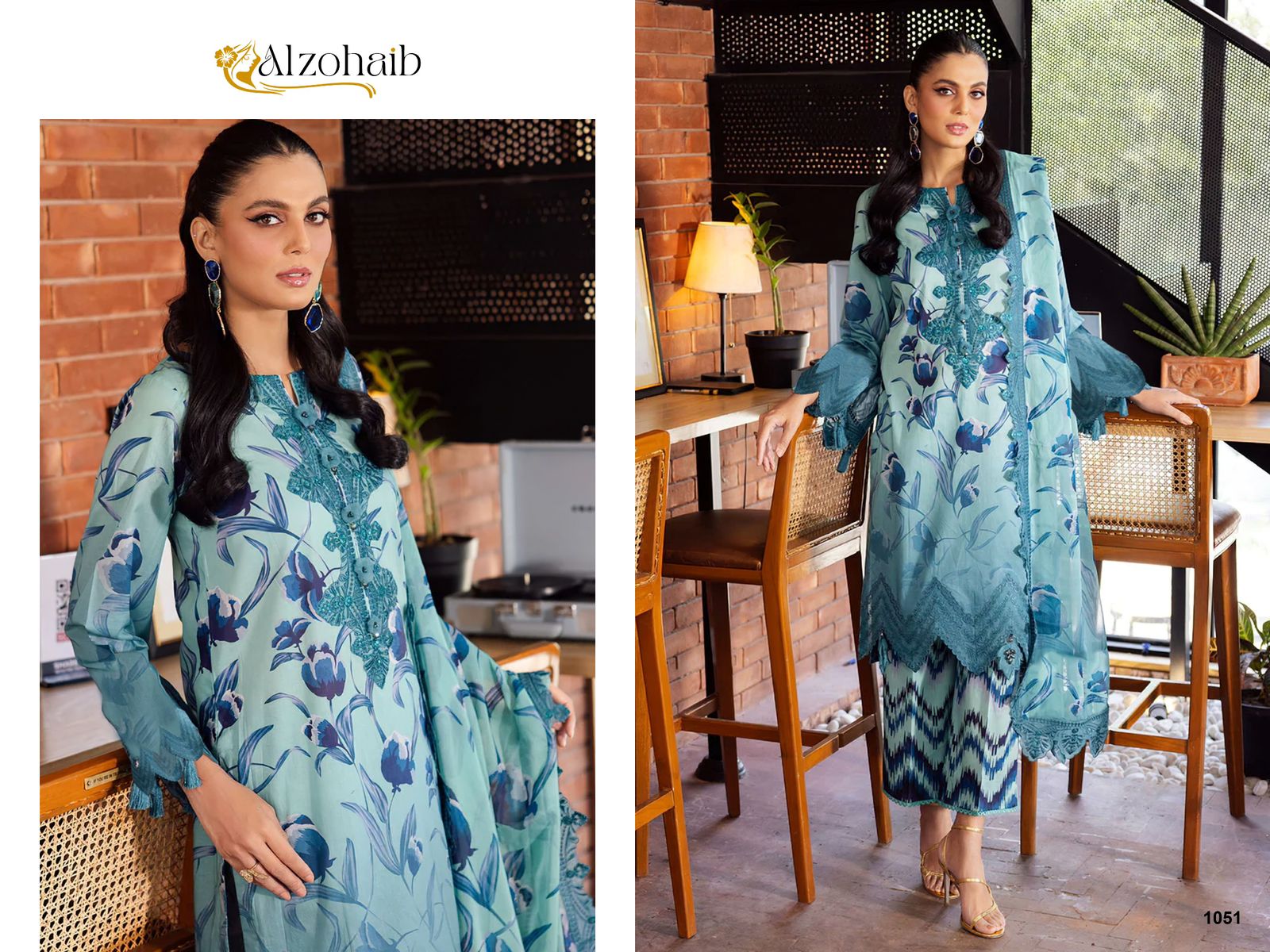 1051 Girl Glam Al Zohaib Print Pakistani Patch Suits