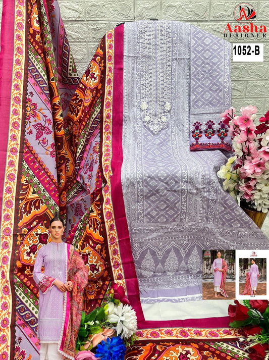 1052-B Aasha Designer Embroidery Pakistani Patch Suits