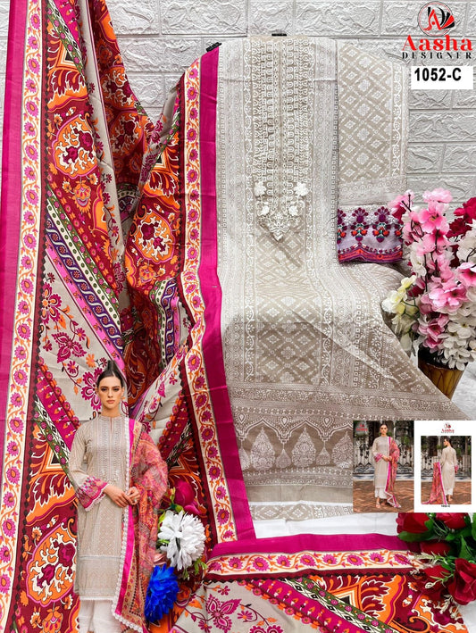 1052-C Aasha Designer Embroidery Pakistani Patch Suits