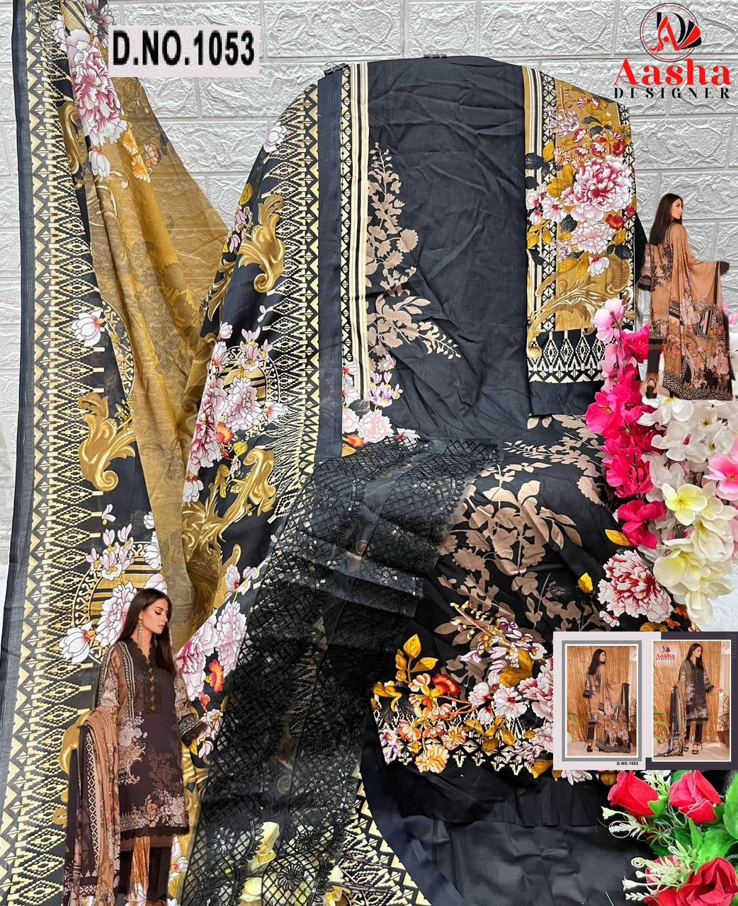 1053 Aasha Designer Embroidery Pakistani Patch Suits