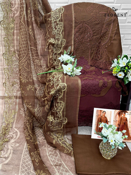 1054-A Maria B Premium Embroidered 25-2 Florent Pure Cotton Pakistani Salwar Suits