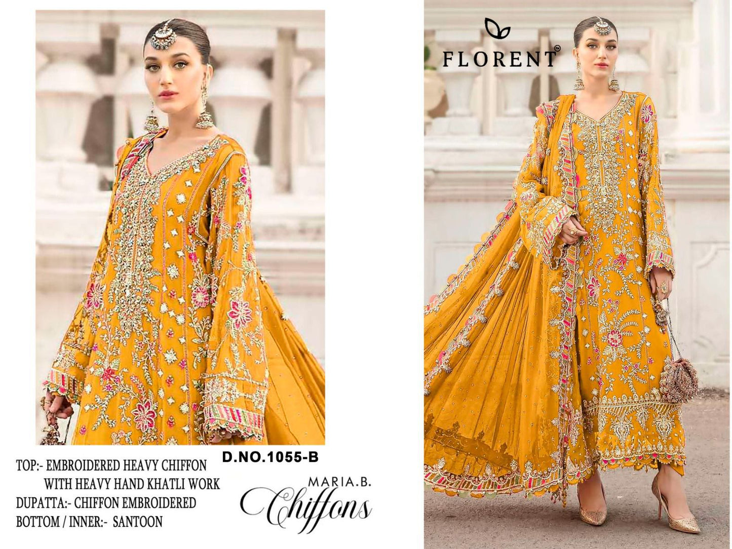 1055-B Maria B Chiffons Florent Denting Pakistani Salwar Suits