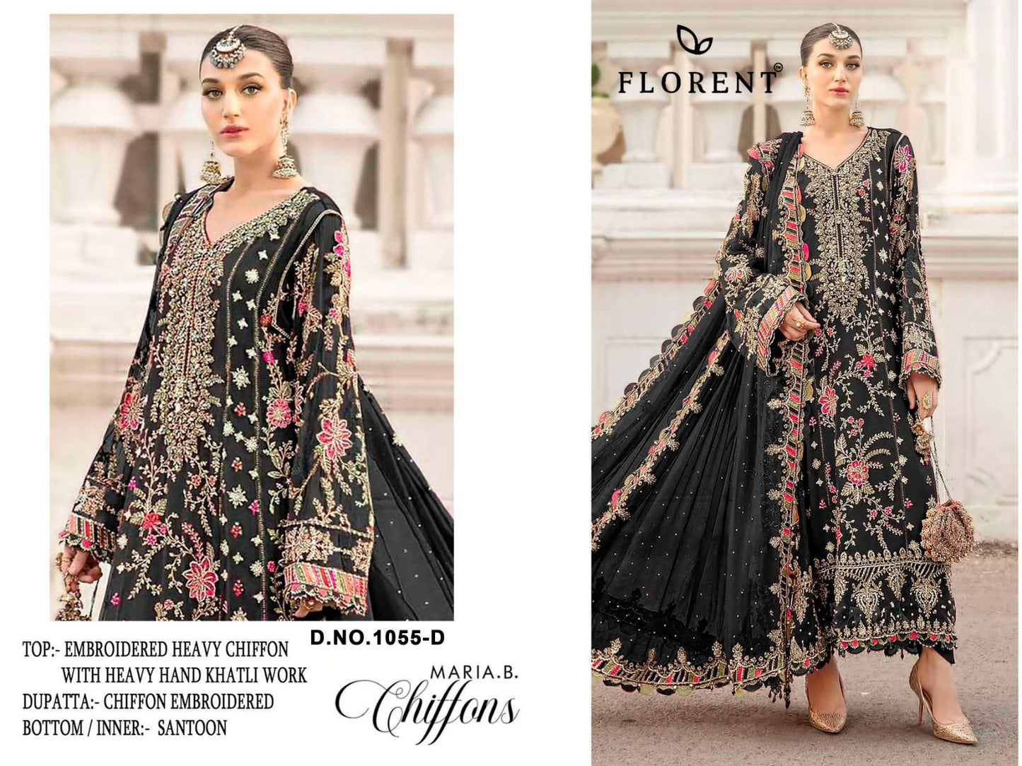 1055-D Maria B Chiffons Florent Denting Pakistani Salwar Suits