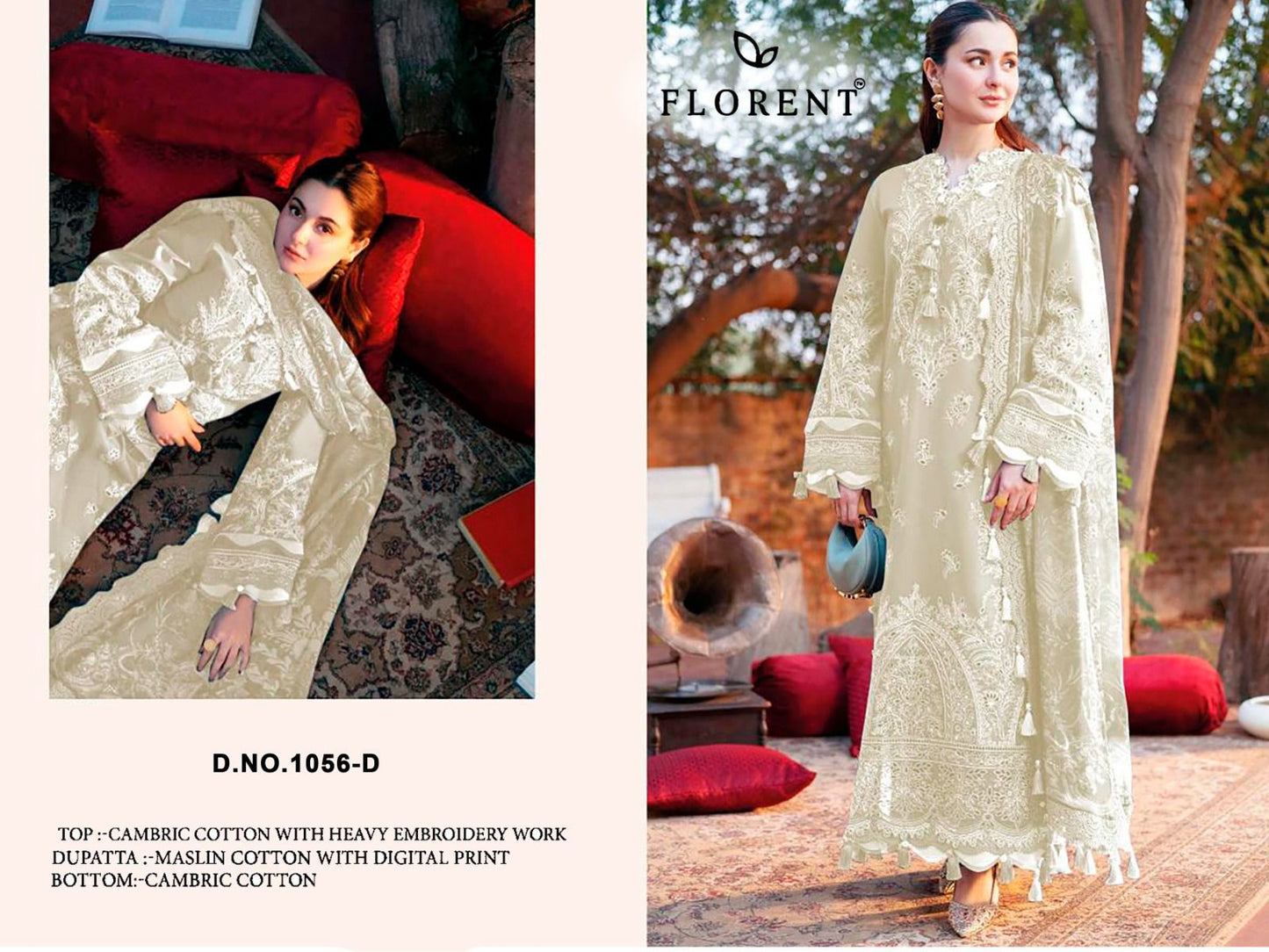 1056-D Florent Cambric Cotton Pakistani Salwar Suits