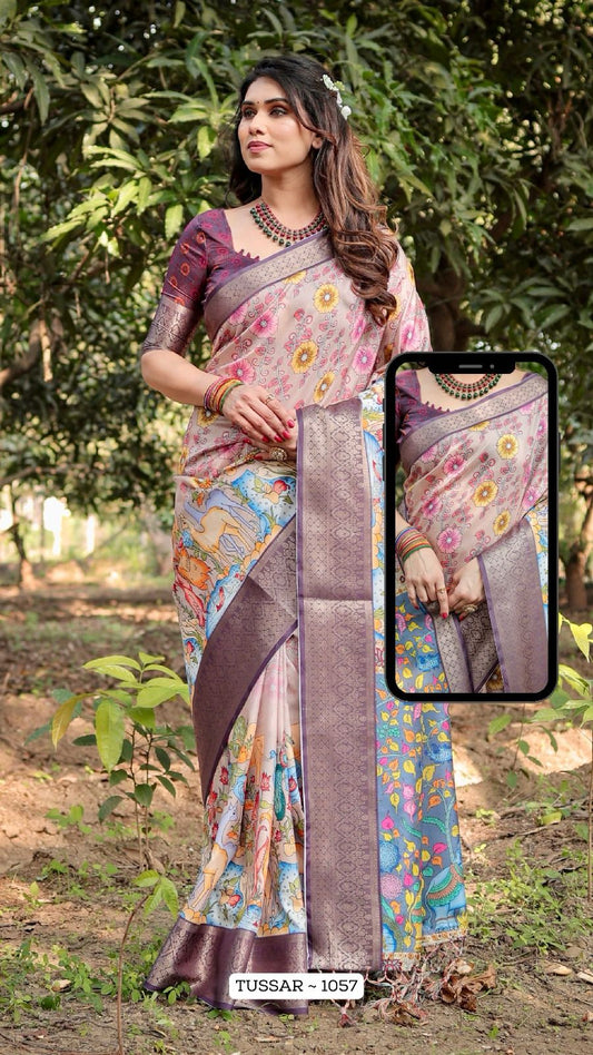 1057 Almaari Tussar Silk Sarees