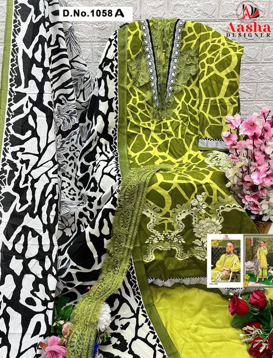 1058-A Aasha Designer Printed Pakistani Patch Suits