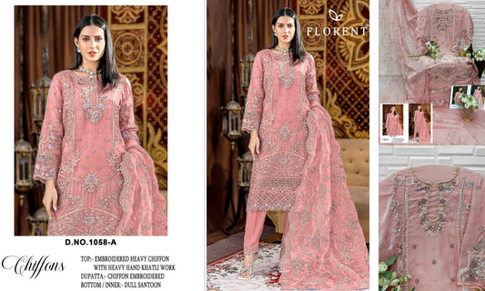 1058-A Florent Denting Chiffon Pakistani Salwar Suits