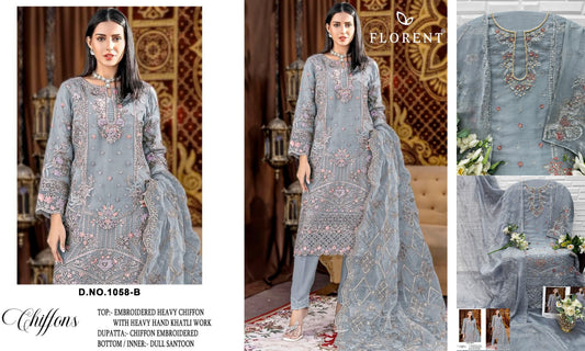 1058-B Florent Denting Chiffon Pakistani Salwar Suits