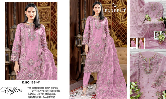 1058-C Florent Denting Chiffon Pakistani Salwar Suits
