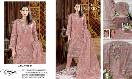 1058-D Florent Denting Chiffon Pakistani Salwar Suits