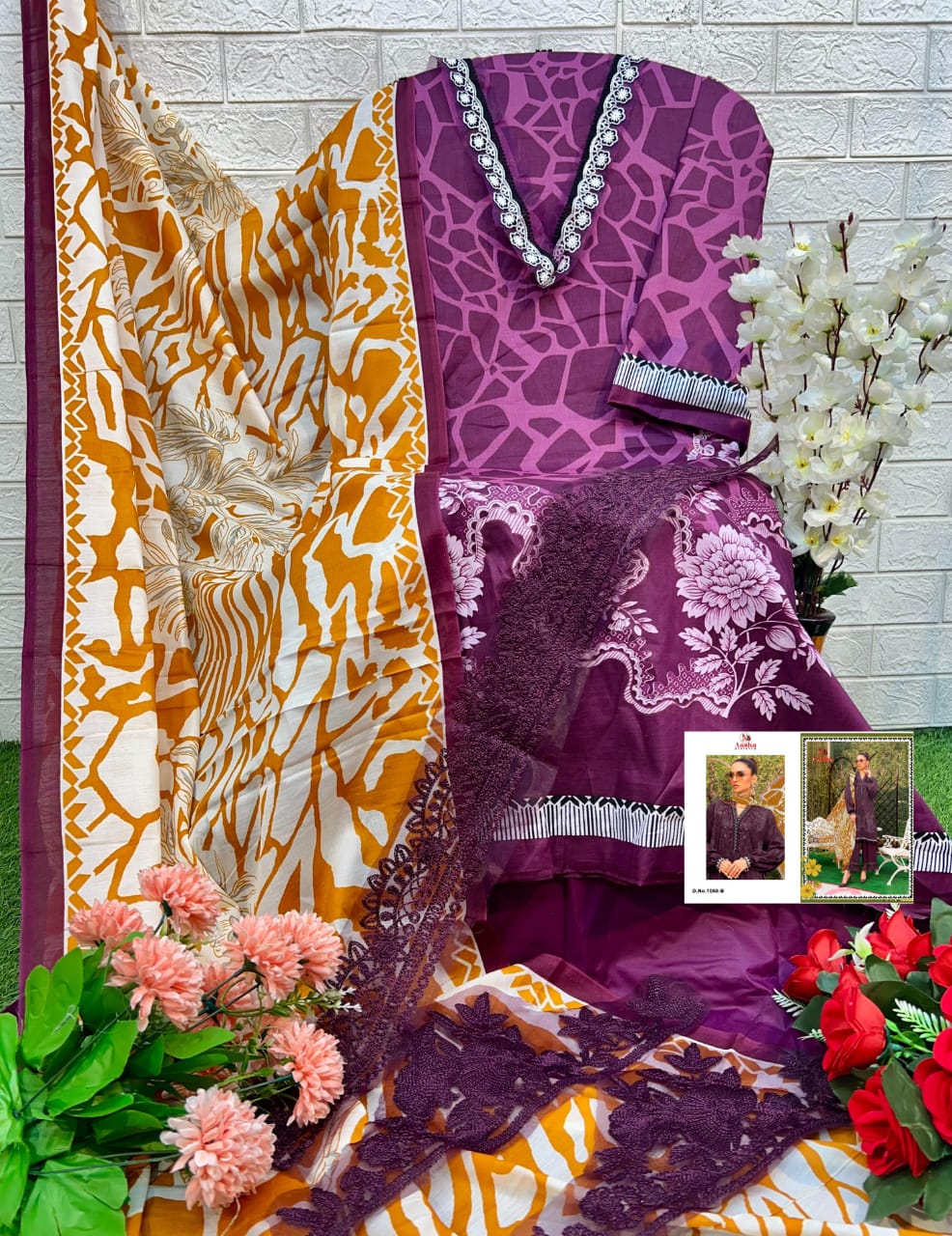 1058B Aasha Designer Embroidery Pakistani Patch Suits