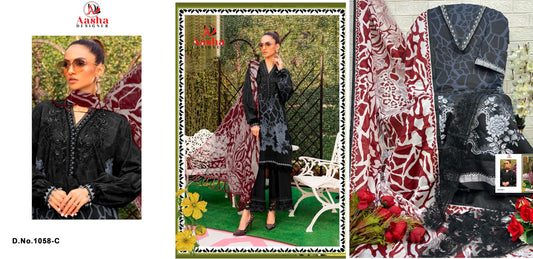 1058C Aasha Designer Embroidery Pakistani Patch Suits