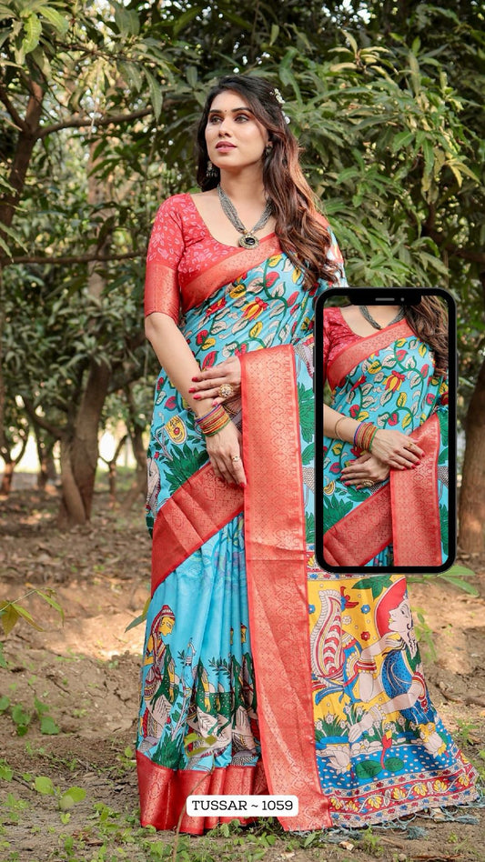 1059 Almaari Tussar Silk Sarees