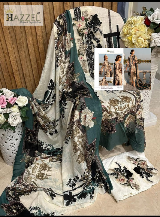 105 Queens Court Vol 1 Hazzel Embroidery Work Pakistani Patch Suits