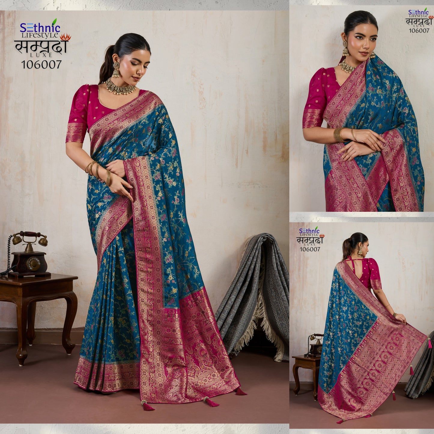 106007 Samprada Sethnic Satin Sarees