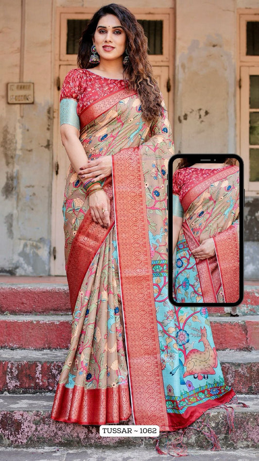 1062 Almaari Tussar Silk Sarees