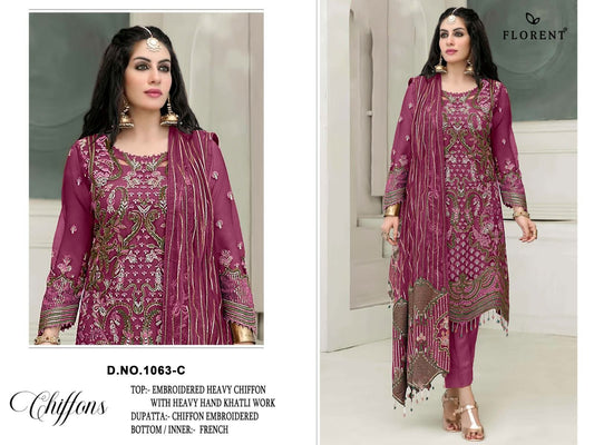 1063-C Florent Denting Chiffon Pakistani Salwar Suits