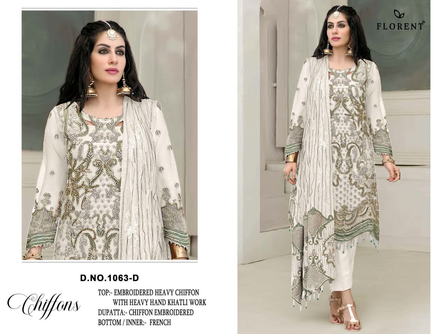 1063-D Florent Denting Chiffon Pakistani Salwar Suits