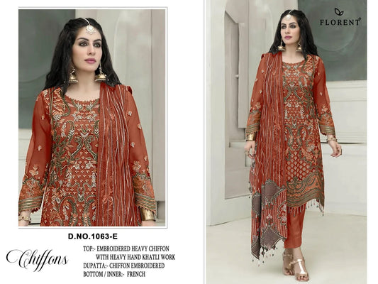 1063-E Florent Denting Chiffon Pakistani Salwar Suits