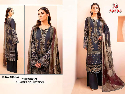1065-A Chevron Summer Collection Aasha Designer Embroidery Pakistani Salwar Suits
