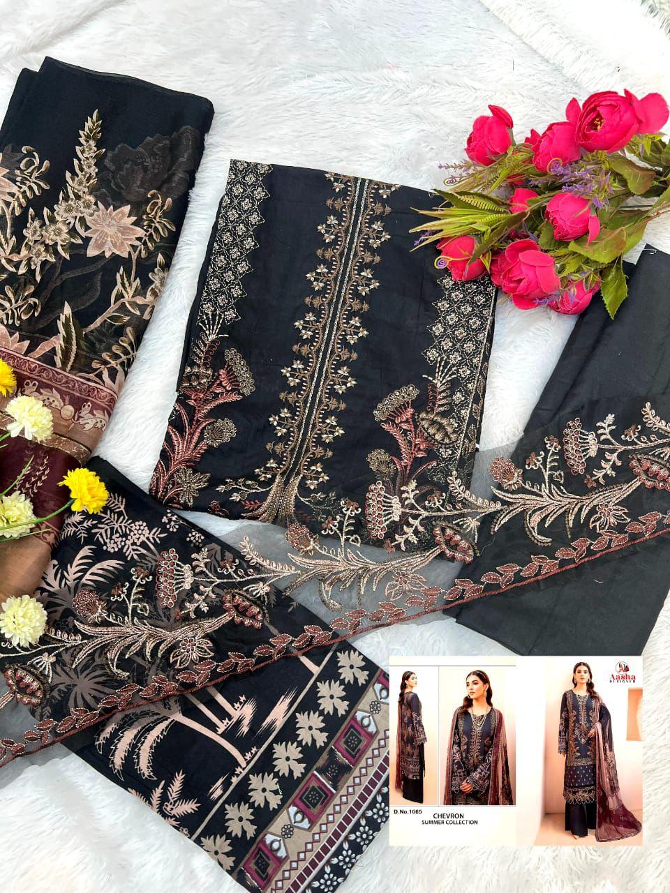 1065A Chevron Summer Collection Aasha Designer Pure Cotton Pakistani Salwar Suits