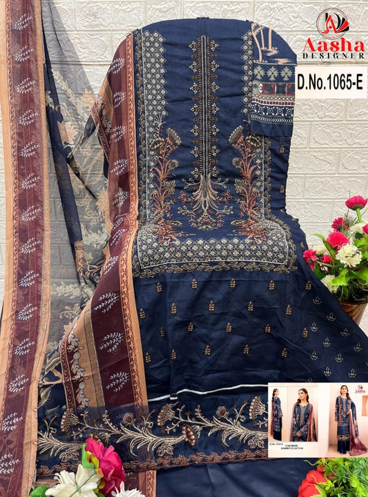 1065 E Aasha Designer Embroidery Pakistani Salwar Suits