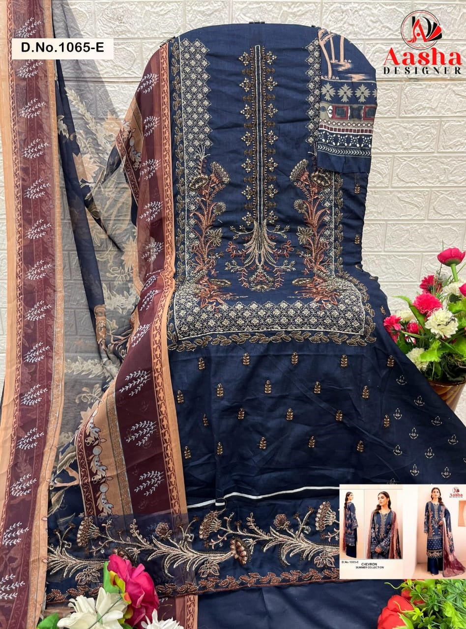 1065E Aasha Designer Pure Cotton Pakistani Salwar Suits