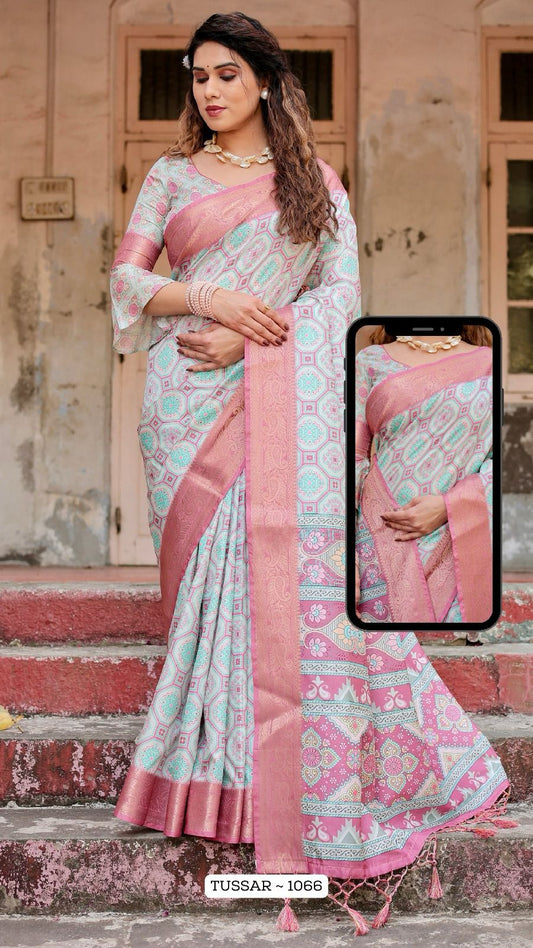 1066 Almaari Tussar Silk Sarees