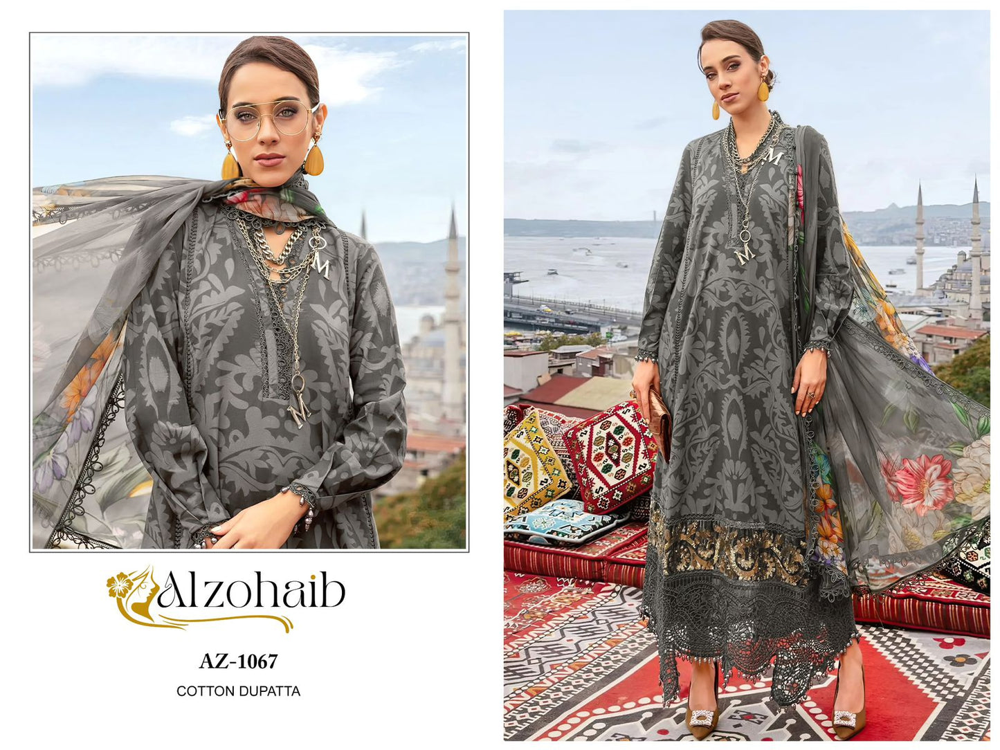 1067 Al Zohaib Cotton Pakistani Patch Suits