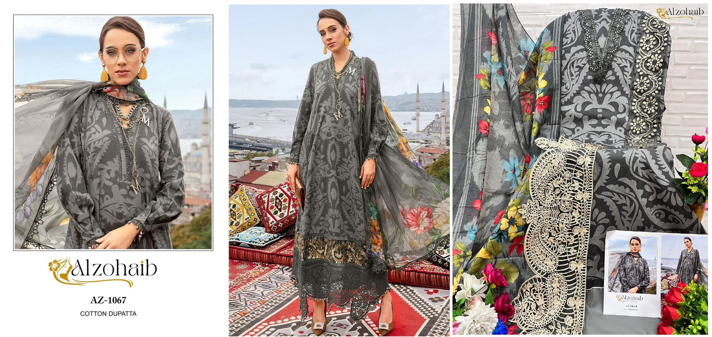 1067 Al Zohaib Cotton Pakistani Patch Suits