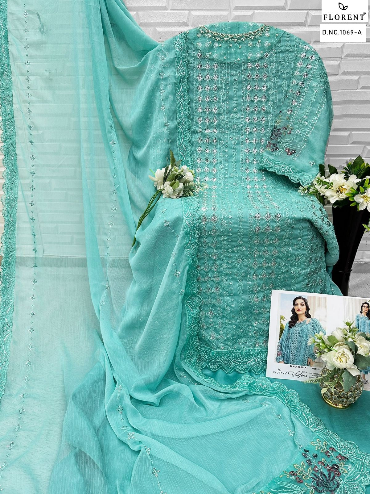 1069-A Maria B Chiffons Florent Chiffon Pakistani Salwar Suits