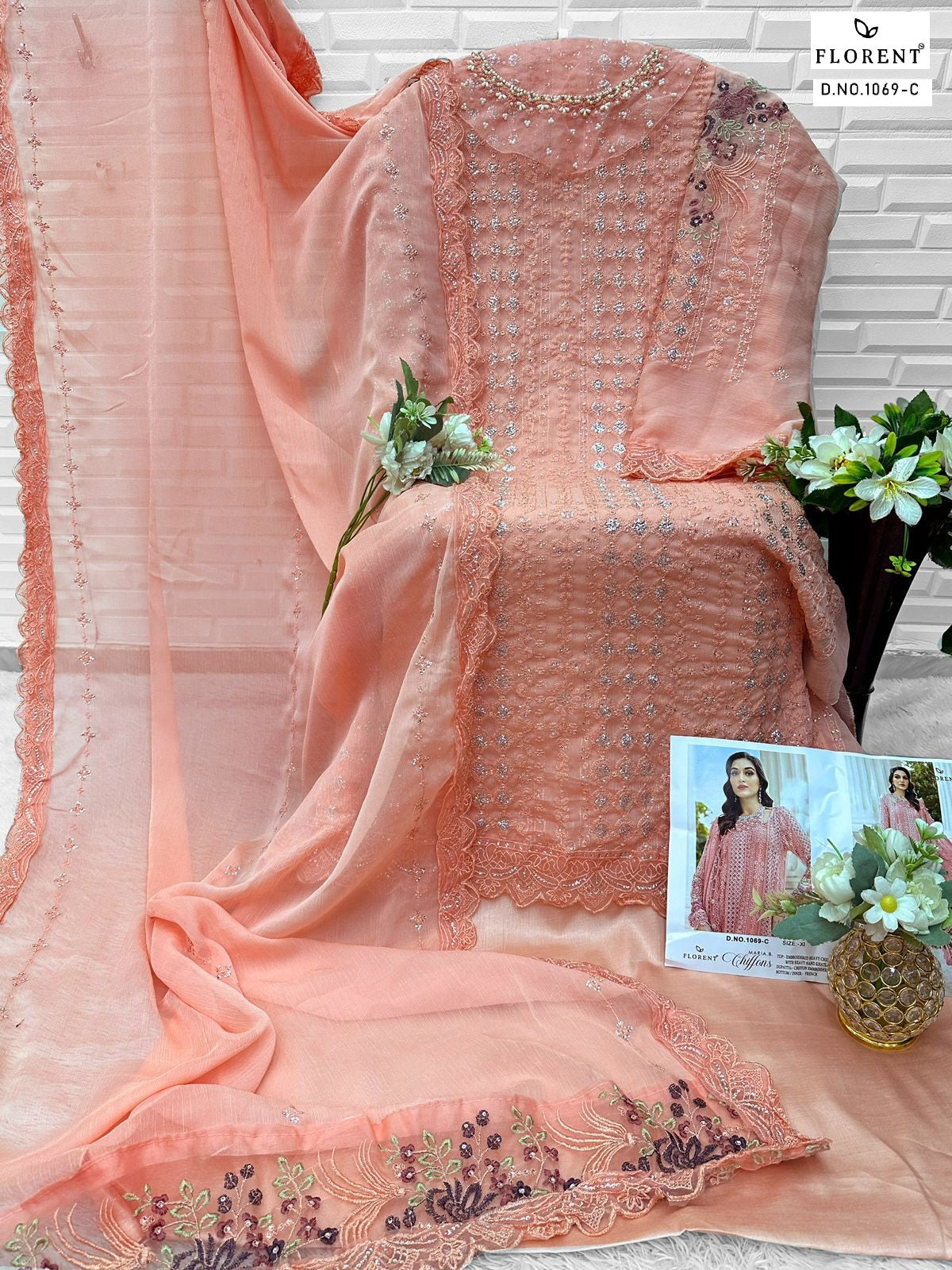 1069-C Maria B Chiffons Florent Chiffon Pakistani Salwar Suits