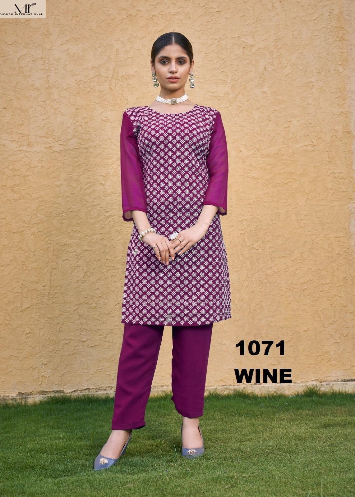 1071 Roohi Vol 1 Moksh Fox Georgette Kurti Pant Set
