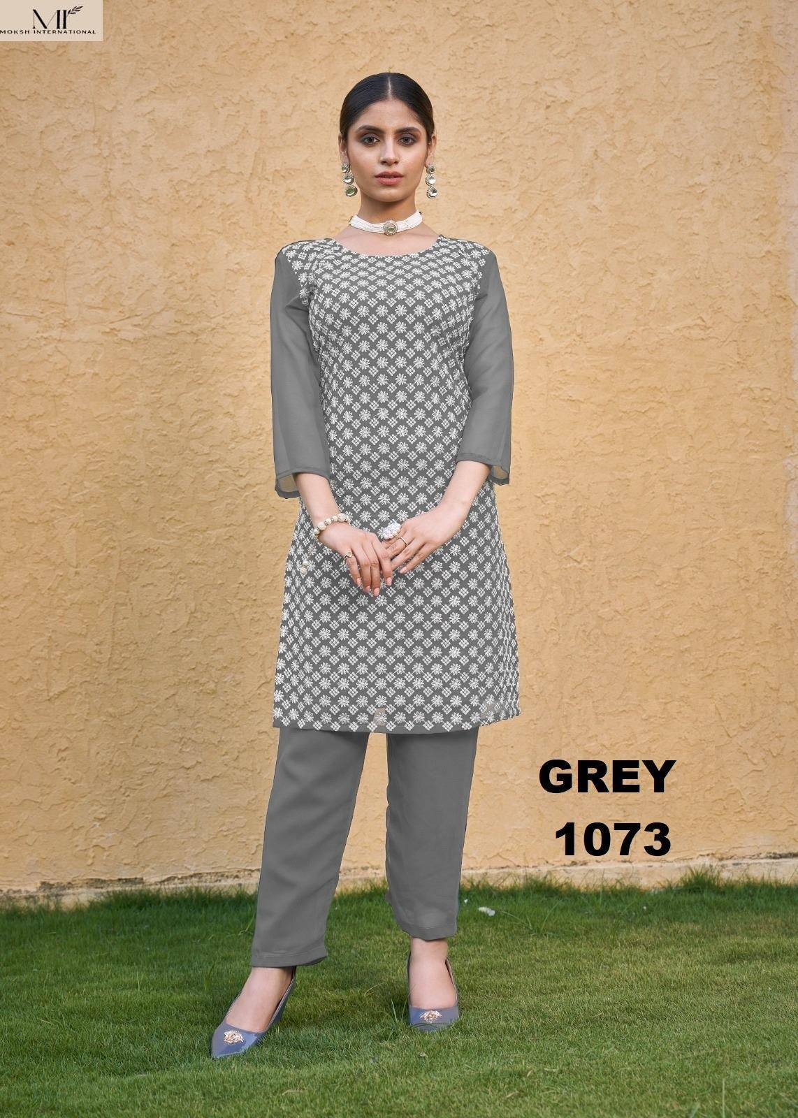 1073 Roohi Vol 1 Moksh Fox Georgette Kurti Pant Set