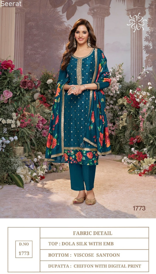 1073 Seerat Dola Silk Readymade Suits