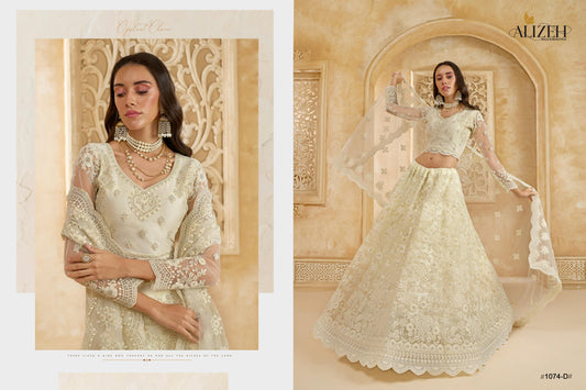 1074D The White Bride Vol 2 Alizeh Net Silk Lehenga Choli