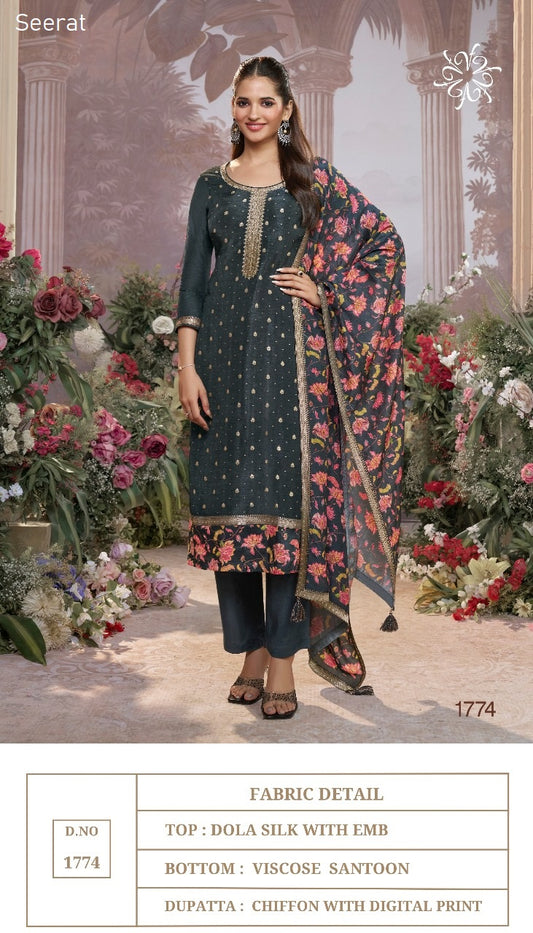 1074 Seerat Dola Silk Readymade Suits