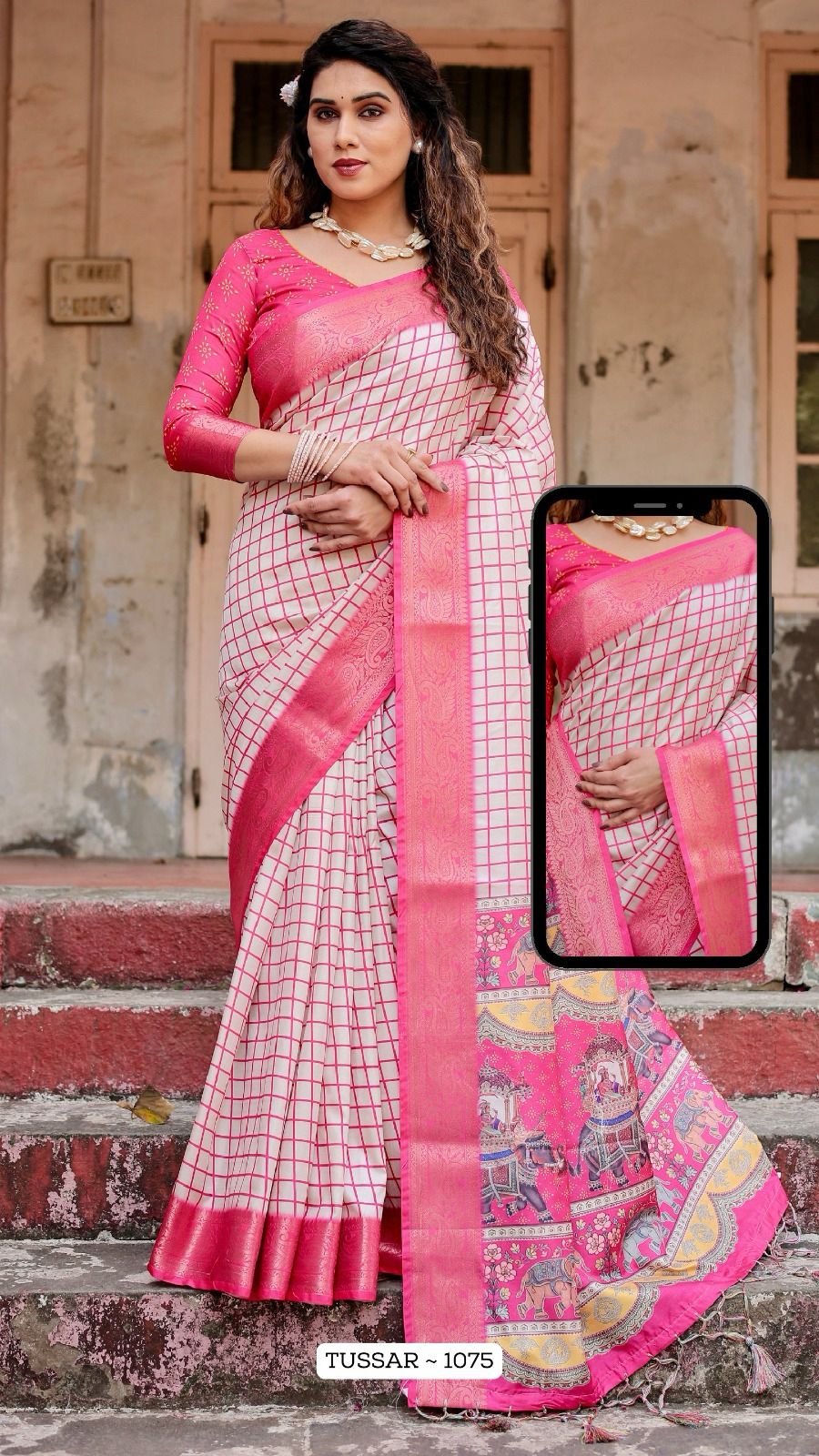 1075 Almaari Tussar Silk Sarees