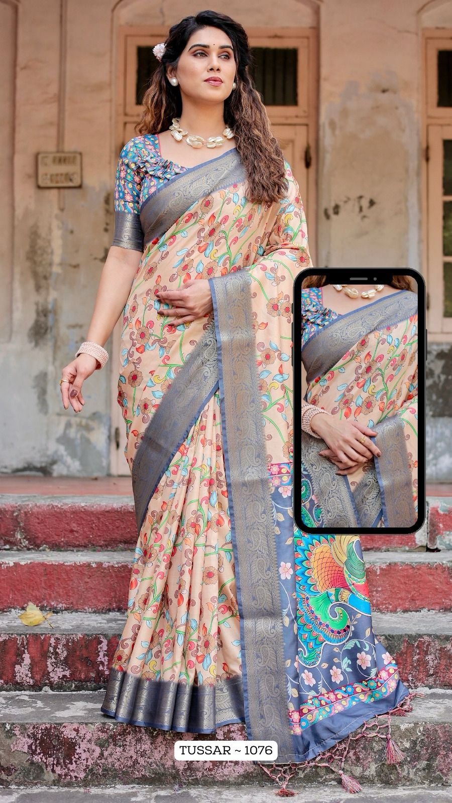 1076 Almaari Tussar Silk Sarees