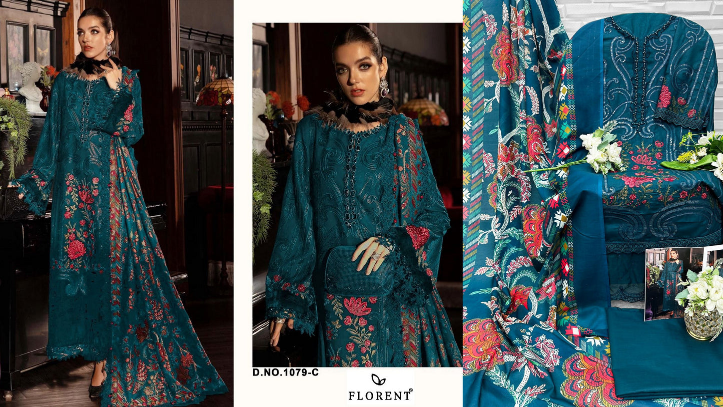 1079-C Florent Cambric Cotton Pakistani Salwar Suits