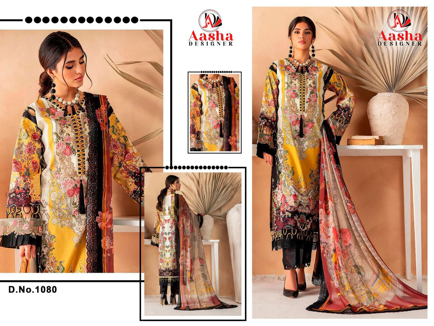1080 Aasha Designer Pure Cotton Pakistani Patch Suits