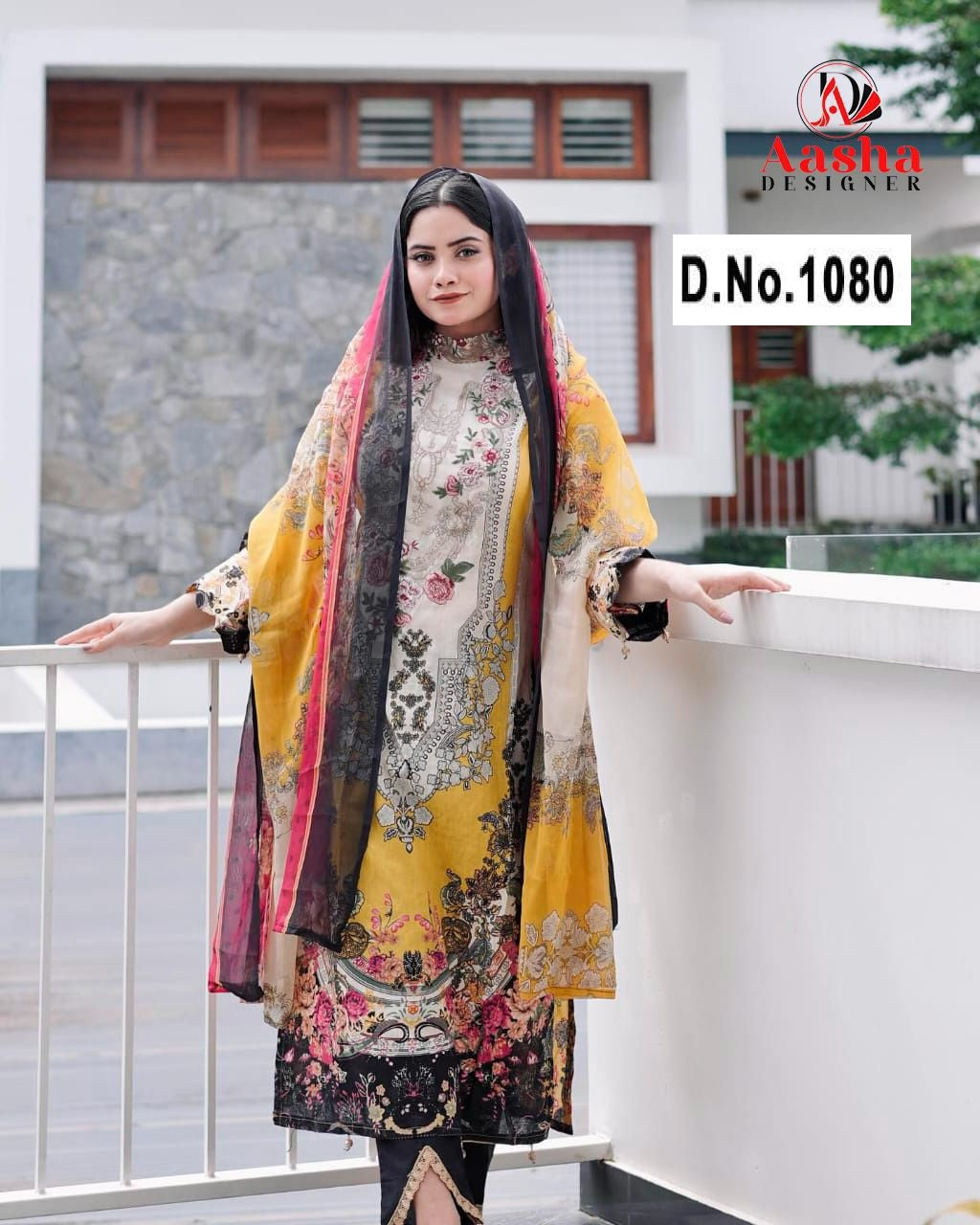 1080 Aasha Designer Pure Cotton Pakistani Patch Suits