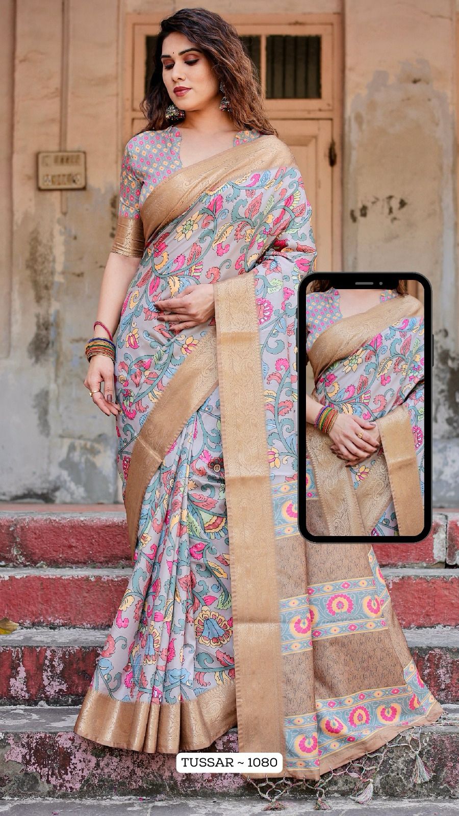 1080 Almaari Tussar Silk Sarees