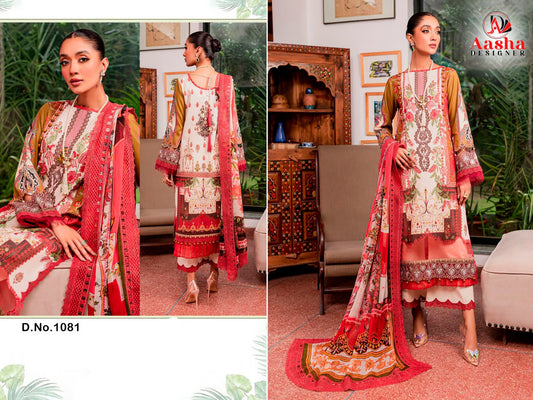 1081 Aasha Designer Embroidery Pakistani Patch Suits