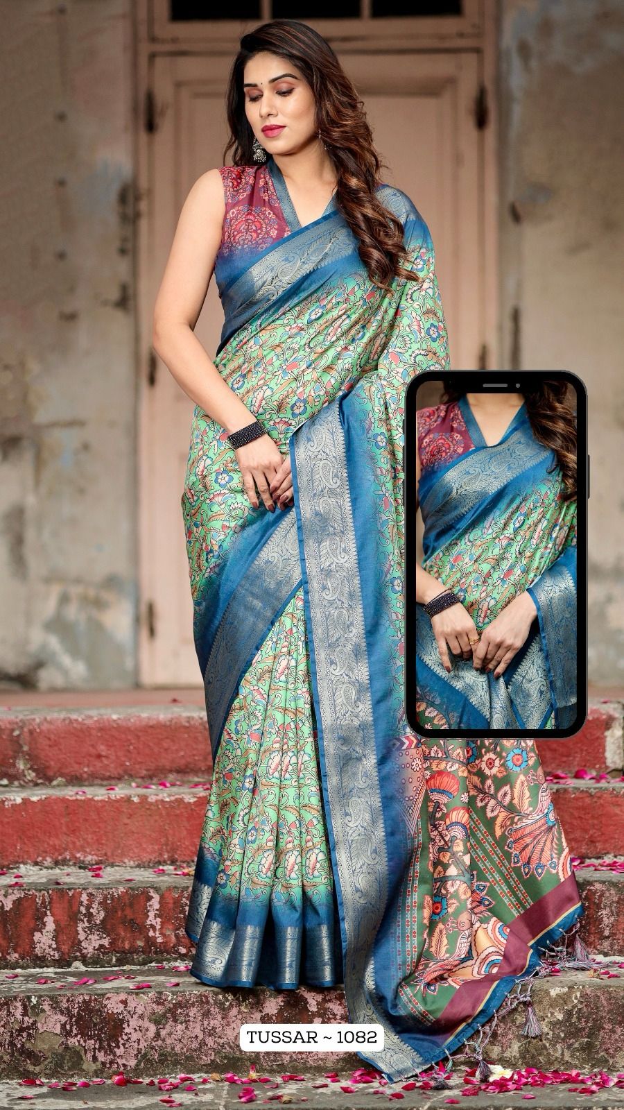 1082 Almaari Tussar Silk Sarees