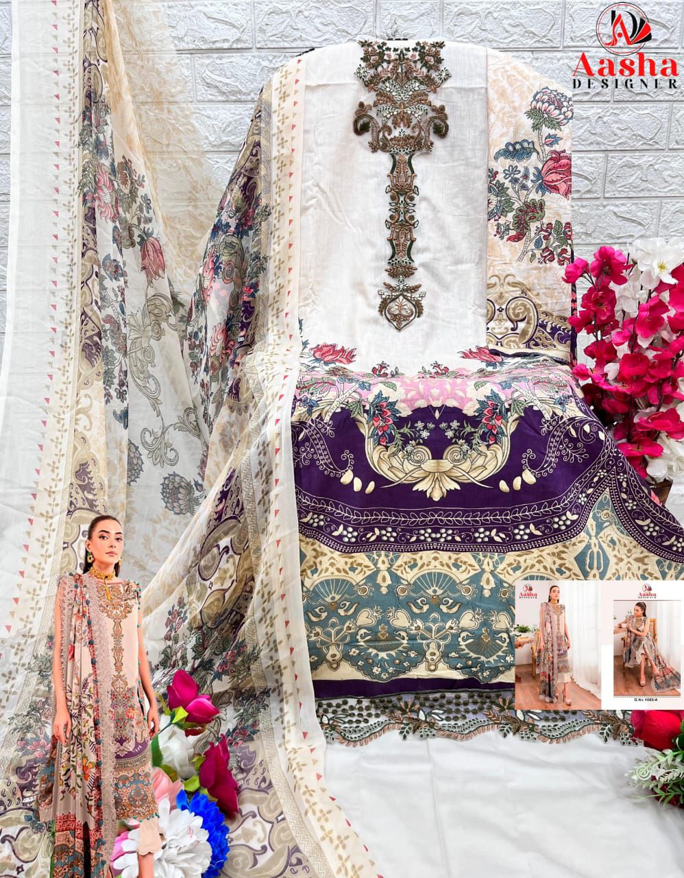 1083A Queen Court Vol 6 Aasha Designer Print Pakistani Patch Suits