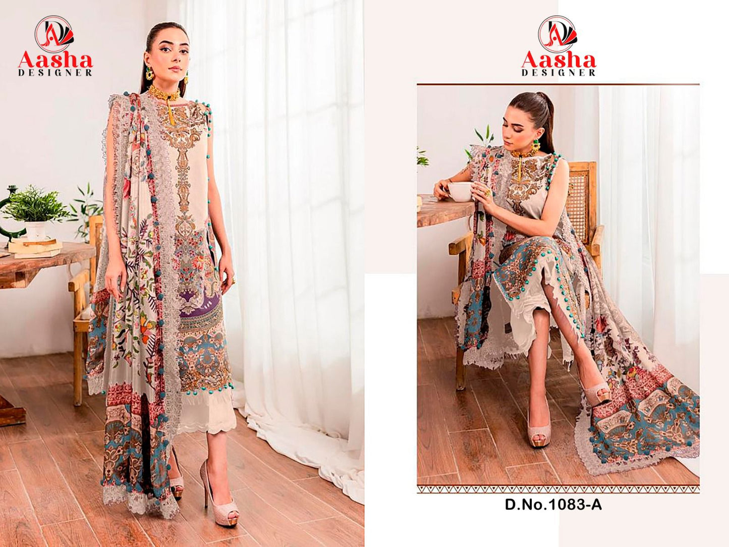 1083A Queen Court Vol 6 Aasha Designer Print Pakistani Patch Suits
