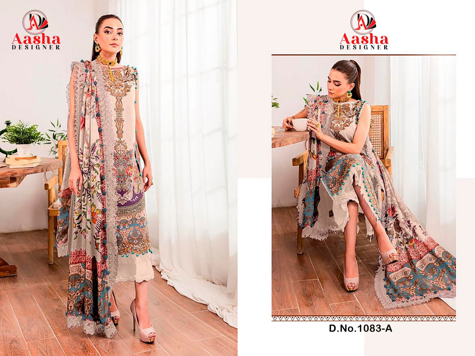 1083A Queen Court Vol 6 Aasha Designer Print Pakistani Patch Suits