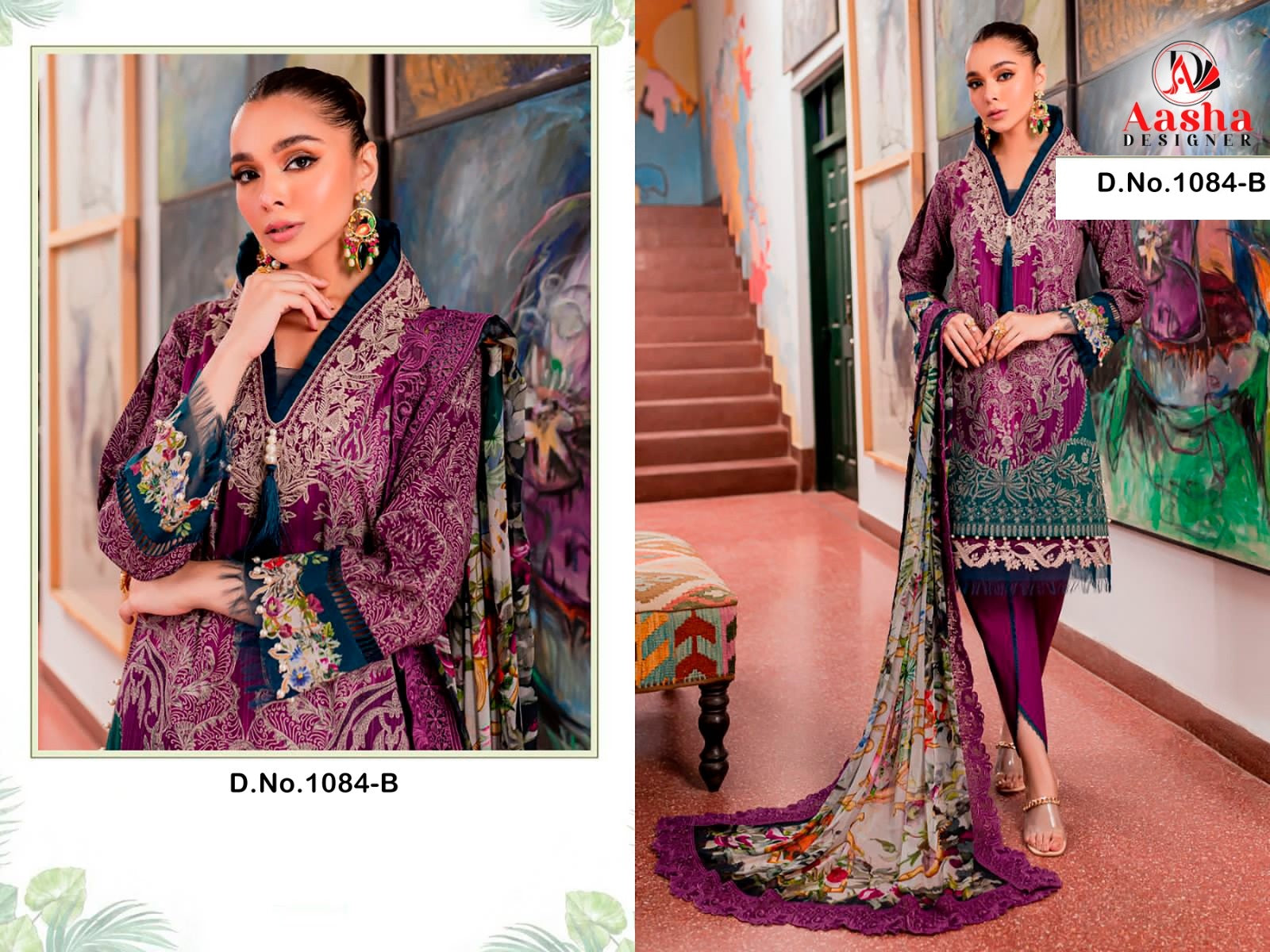 1084B Aasha Designer Pure Cotton Pakistani Patch Suits